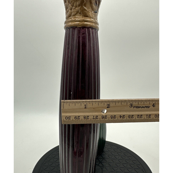 Set Of Three Ceramic Vases Maroon Teal Green With Gold - Picture 4 of 5